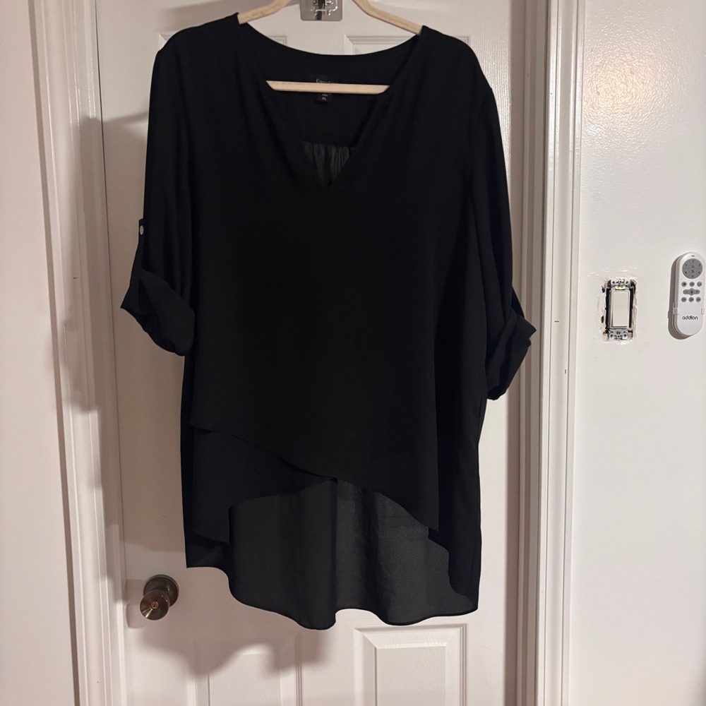 Karen Kane Asymmetrical Layered Blouse - Black - Women’s XL